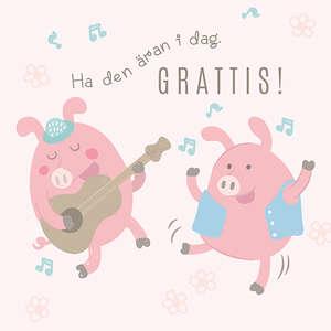 Onnittelukortti neliö "Ha den äran i dag. GRATTIS!"