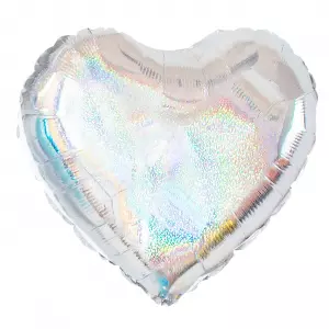 Foliopallo sydän hologrammihopea 45 cm