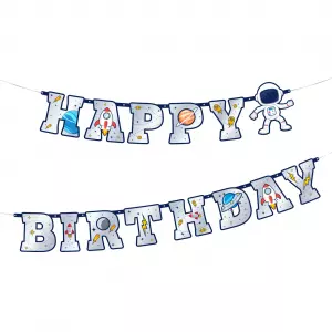 Happy birthday banneri avaruus 220 cm