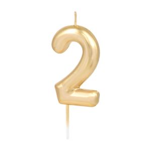 Numerokynttilä – Kulta 6 cm, nro 2