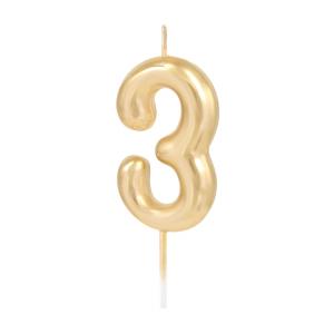 Numerokynttilä – Kulta 6 cm, nro 3