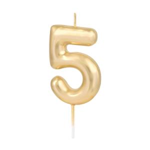 Numerokynttilä – Kulta 6 cm, nro 5