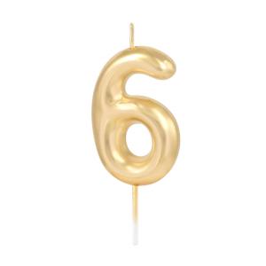 Numerokynttilä – Kulta 6 cm, nro 6