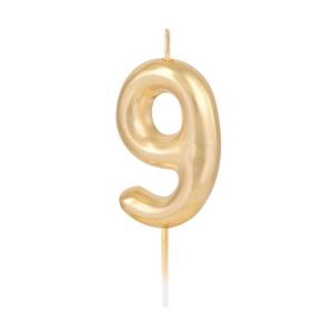 Numerokynttilä – Kulta 6 cm, nro 9