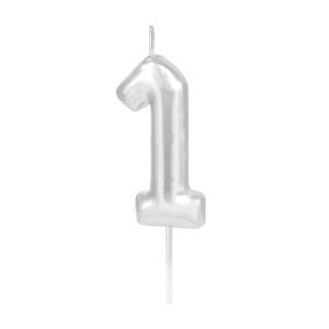 Numerokynttilä – Hopea 6 cm, nro 1