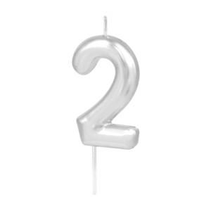 Numerokynttilä – Hopea 6 cm, nro 2