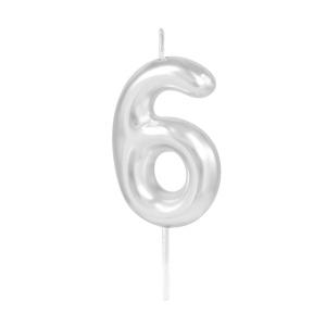 Numerokynttilä – Hopea 6 cm, nro 6