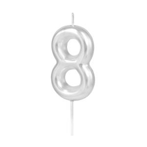 Numerokynttilä – Hopea 6 cm, nro 8