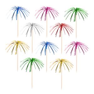 Pitkä cocktailtikku värikkäillä koristeilla 24 cm, 10 kpl/pkt