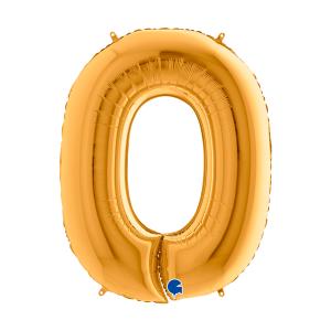 Suuri foliopallo numero 0 kulta (100 cm)