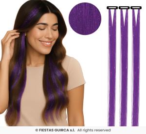 Violetinväriset hiuslisäkkeet 3 kpl, 50 cm