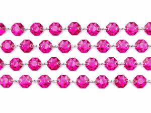 Kristalliketju pinkki 8-kulmainen, 1 metri