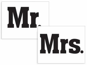 Kenkätarrat "Mr." ja "Mrs.", 2 kpl