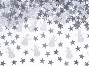 Lumiukko ja tähti confetit valkoinen ja hopea, 7 grammaa