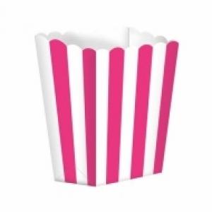 Popcorn-/herkkuastiat pinkki-valkoraidallinen, 5 kpl