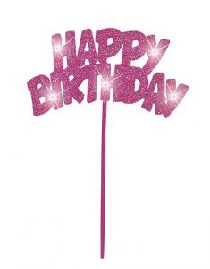 Kakunkoriste pinkki kimaltava "Happy Birthday"