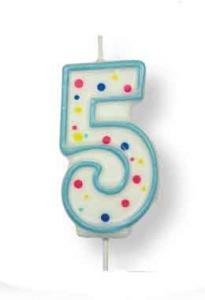 Kakkukynttilä "5" vaaleansininen, 1 kpl
