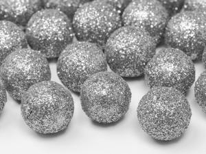 Glitterikoriste hopeanvärinen pallo 2 cm, 25 kpl