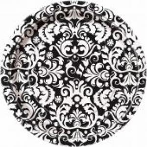 Pieni pahvilautanen musta valkoisilla ornamenteilla 17,8cm, 8 kpl