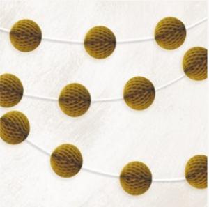 Honeycomb banneri pyöreä 7,5 cm, kulta, pituus 2,13 m