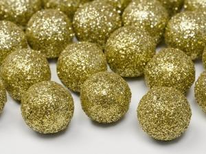 Glitterikoriste kullanvärinen pallo 2 cm, 25 kpl