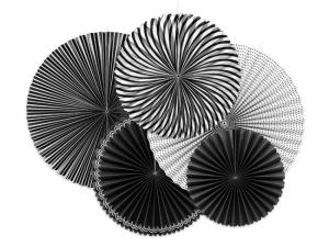 Paperiviuhkat mustavalkoiset, 5 kpl
