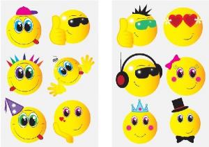 Lasten tatuoinnit Emojit 1 arkki, 6 tatuointia