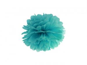 Pom pom silkkipaperikukka 35 cm tumma turkoosi, 1 kp