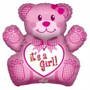 Its a girl- pinkki nalle foliopallo