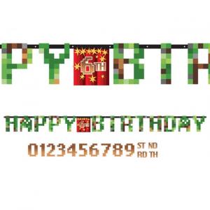 Minecraft TNT party Happy Birthday banneri