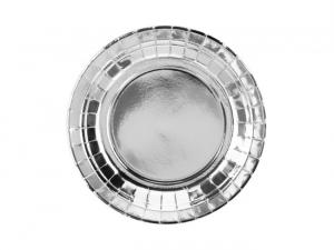 Pienet pahvilautaset hopea 18 cm, 6 kpl