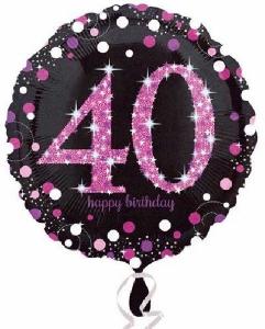 Foliopallo 40 Happy birthday pinkki kimallus
