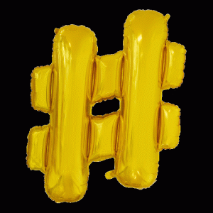 Suuri kullanvärinen foliopallo # hashtag