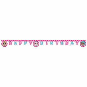 Lol Surprise pinkki-glitter Happy Birthday banneri