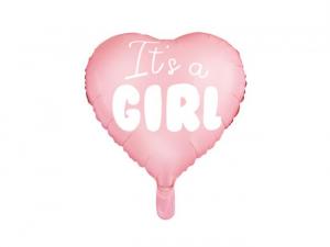 Foliopallo vaaleanpunainen sydän "Its a GIRL"