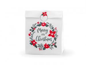 Merry Little Christmas paperiset lahjapussit + tarrat, 3 kpl