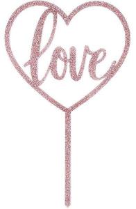 Kakunkoriste "love" glitter ruusukulta