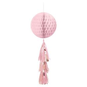 Vaaleanpunainen roikkuva pyöreä honeycomb koriste 71 cm