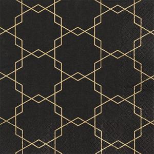 Iso lautasliina Art deco musta, 20 kpl