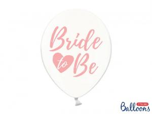 Ilmapallo "Bride to be" vaaleanpunaisella tekstillä, 6 kpl