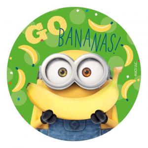 Syötävä vohvelinen kakkukuva Minions "Go Bananas", 20 cm