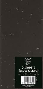 Silkkipaperi musta glitter n. 50x70 cm, 6 arkkia