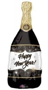 Suuri foliopallo shampanjapullo "Happy New Year"
