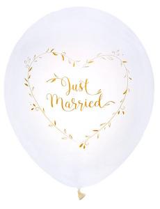 Ilmapallo kultaisella "Just Married"-tekstillä, 8 kpl