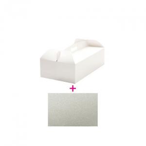 Voileipäkakkulaatikko kantokahvalla ja voileipäkakkualusta hopea 36 X 21 X 3 mm