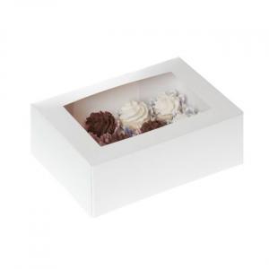 Mini-Kuppikakkulaatikko valkoinen 22,9 x 16,5 x 9 cm, 2 kpl/pkt - House of Marie