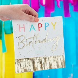 Isot lautasliinat "Happy birthday" kultahapsuilla, 16 kpl