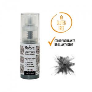 Syötävä kimallespray - Musta glitter, 10 g - Decora