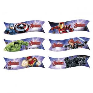 Syötävät kakunkoristeet Avengers viirit/liput, 6 kpl/pkt