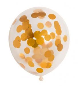 Kirkas ilmapallo kultaisilla konfeteilla, 6 kpl